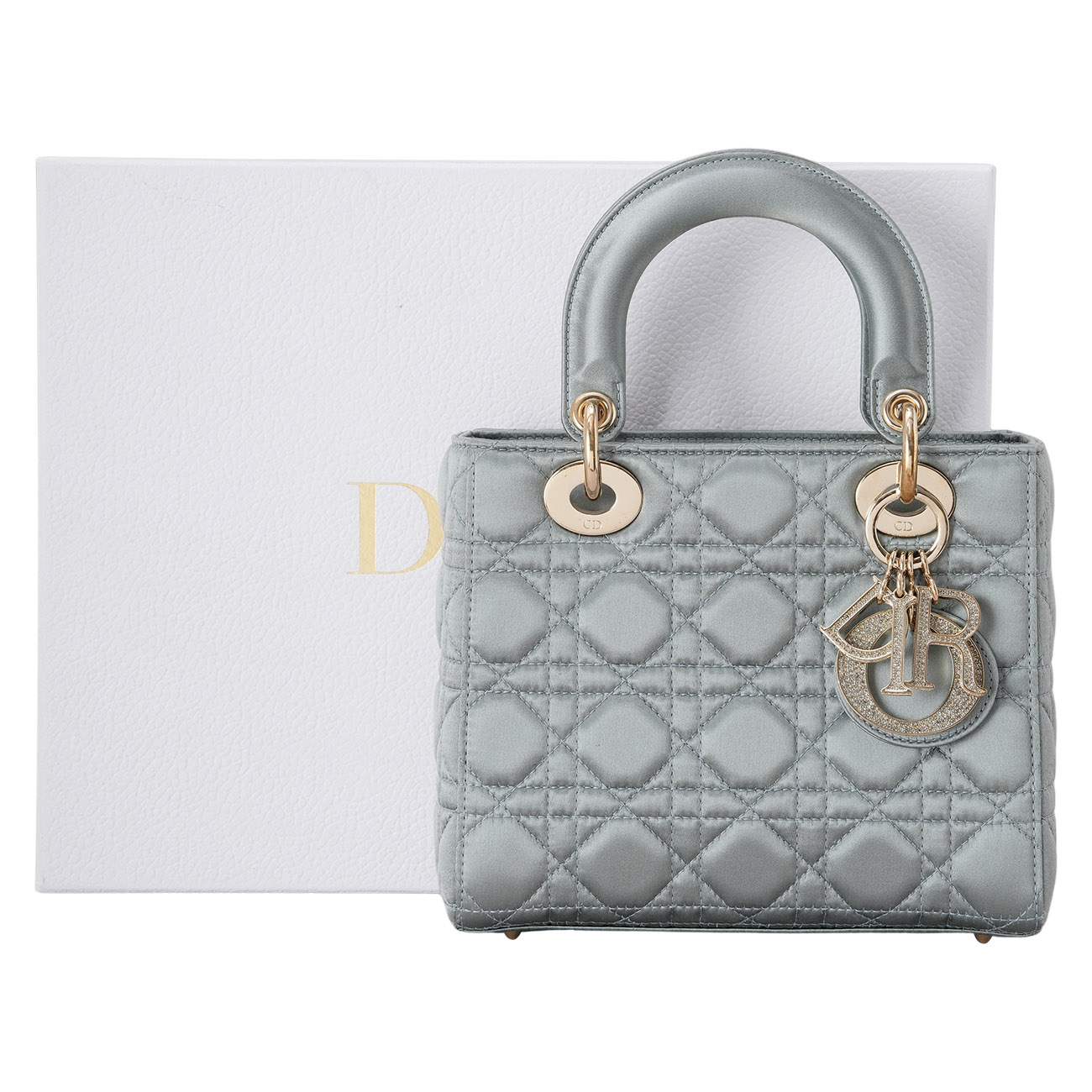CHRISTIAN DIOR(USED)디올 새틴 레이디디올 스몰 백